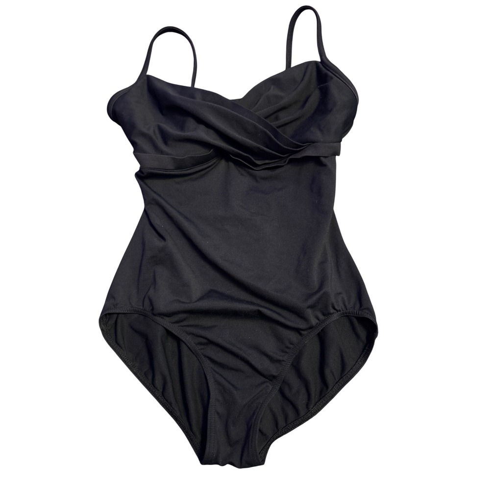 Mirella Draped Front Ballet Dance Leotard Black Size M